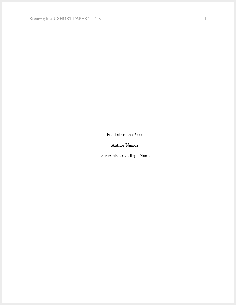 APA format example title page
