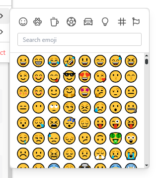 Popup showing emoji selector