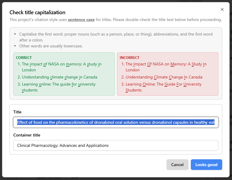 Dialog showing a mistake alert